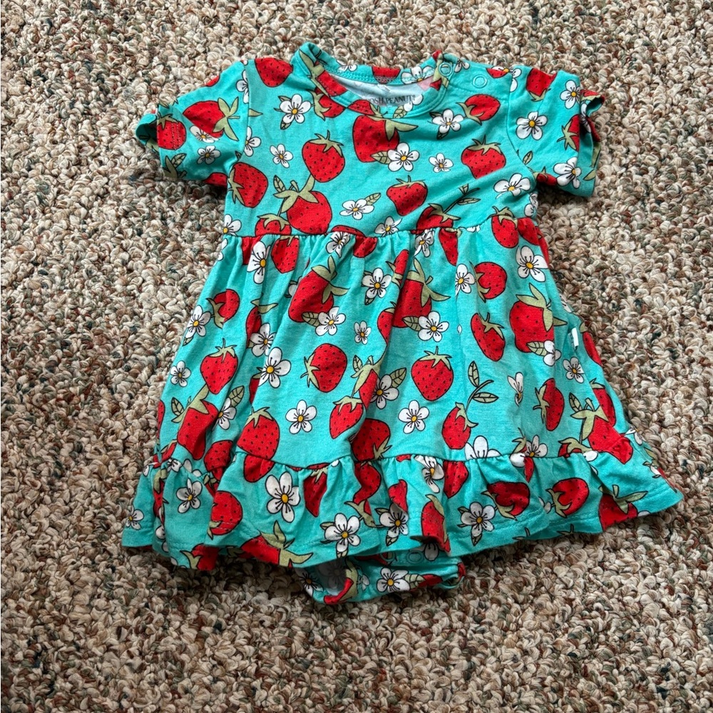 Posh Peanut Teal Strawberry Baby Dress